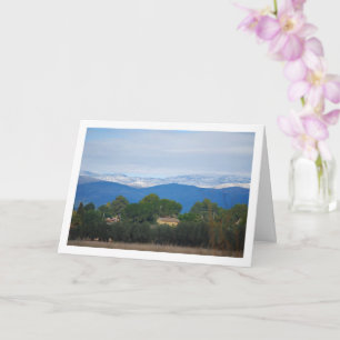 Yellow Chalet and Snowy Mountains Card