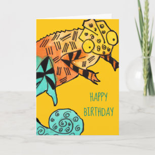 Yellow chameleon ink card