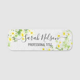Yellow Chamomile Flowers Name Tag