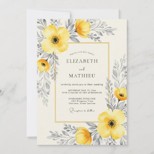 Yellow Charcoal Ethereal Summer Wedding Invitation