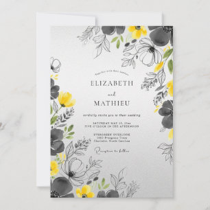 Yellow Charcoal Graceful Spring Wedding Invitation