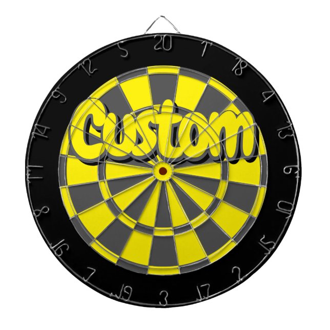 Yellow, Charcoal Gray, And Black Fun Custom Design Dart Board (Front)