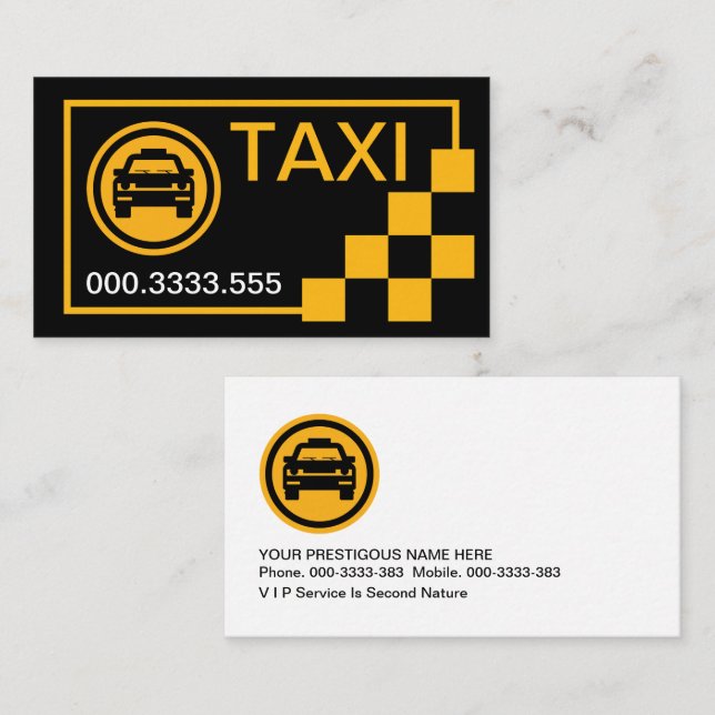 Yellow Check Box Taxi Cab Driver Business Card (Front/Back)
