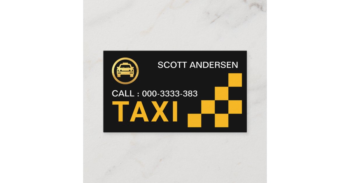 Yellow Check Box Taxi Service Business Card | Zazzle