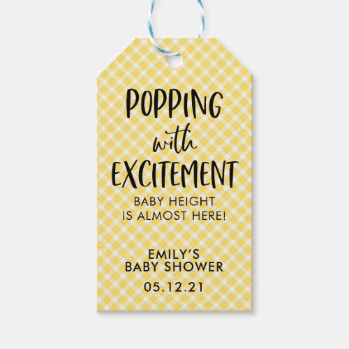 Yellow Check Gender Neutral Baby Shower Favor Tags