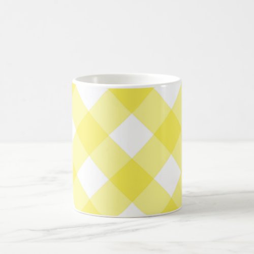 Yellow Check Plaid Classic White Mug