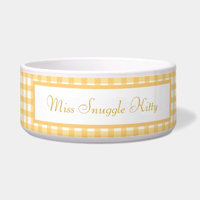 Yellow Checked Pattern Bowl (Front)