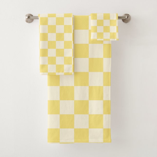 Yellow Checkerboard Bath Towel Set (Insitu)