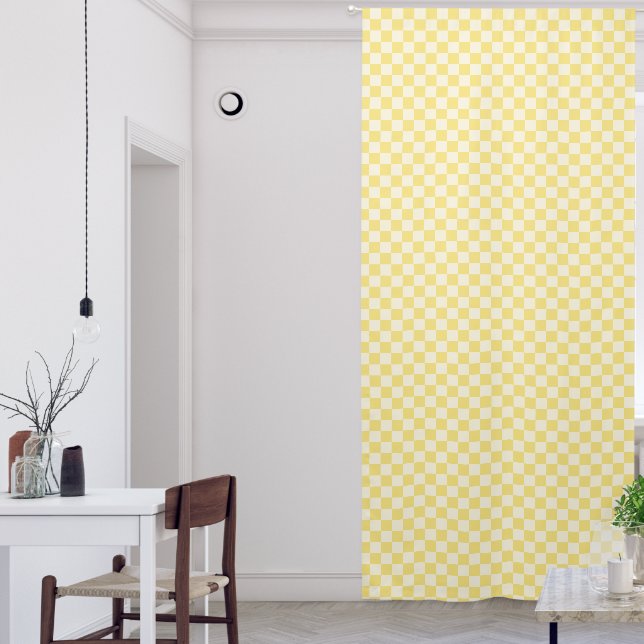Yellow Checkerboard Blackout Curtains (Living Room)