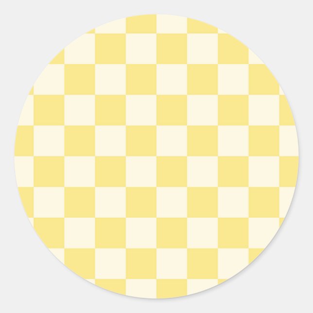 Yellow Checkerboard Classic Round Sticker (Front)
