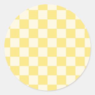 Yellow Checkerboard Classic Round Sticker