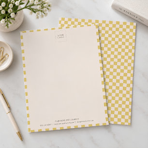 Yellow Checkerboard Custom Logo Business Branding Letterhead