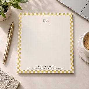 Yellow Checkerboard Custom Logo Business Branding Notepad