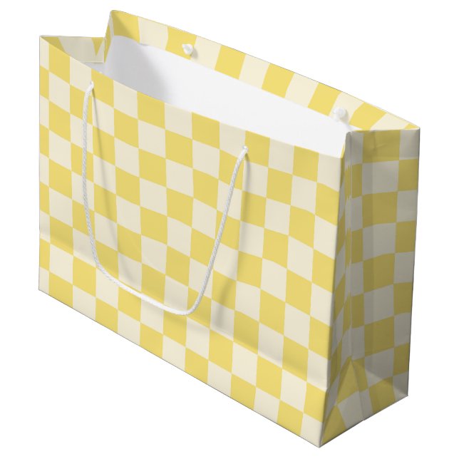 Yellow Checkerboard Large Gift Bag (Front Angled)