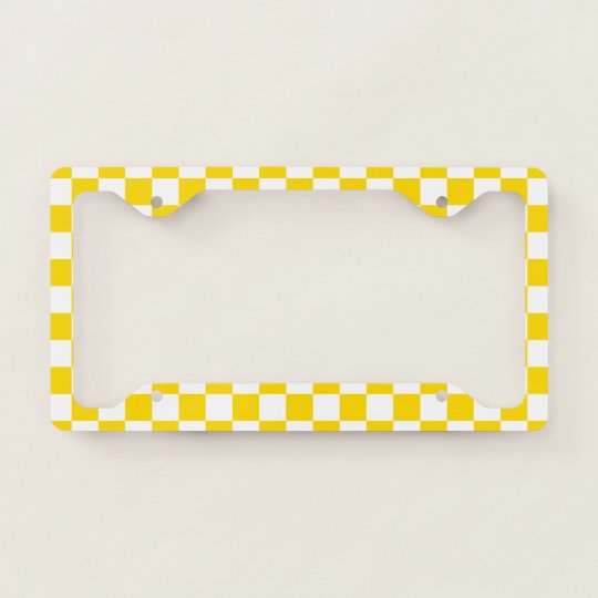 Yellow Checkerboard License Plate Frame | Zazzle.com