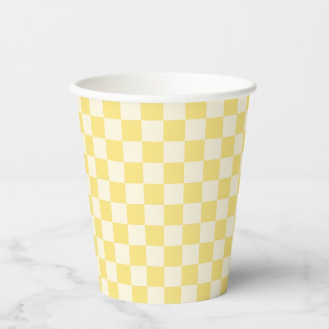 Yellow Checkerboard Paper Cups (Front)