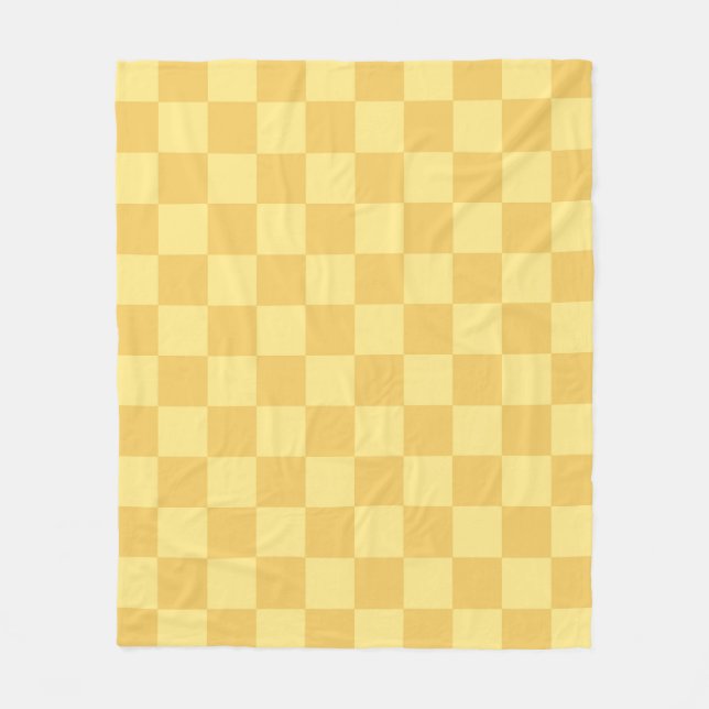 Yellow Checkerboard Pattern Fleece Blanket (Front)