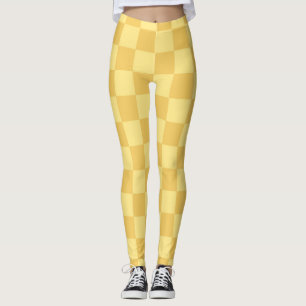 Yellow Checkerboard Pattern Leggings