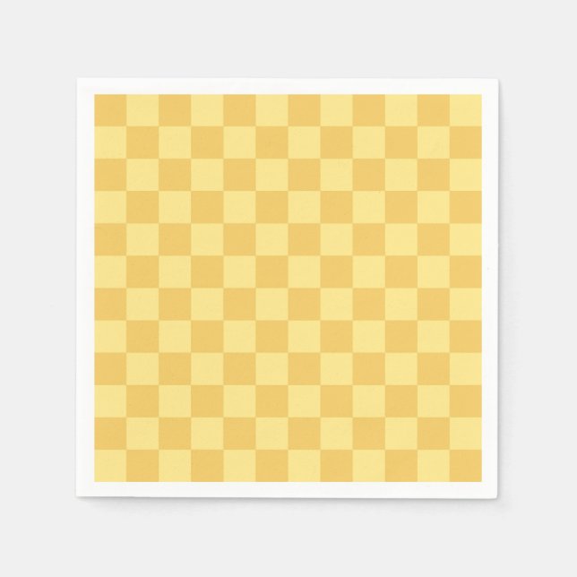 Yellow Checkerboard Pattern Napkins (Front)