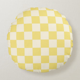 Yellow Checkerboard Round Pillow