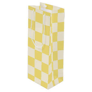 Yellow Checkerboard Wine Gift Bag