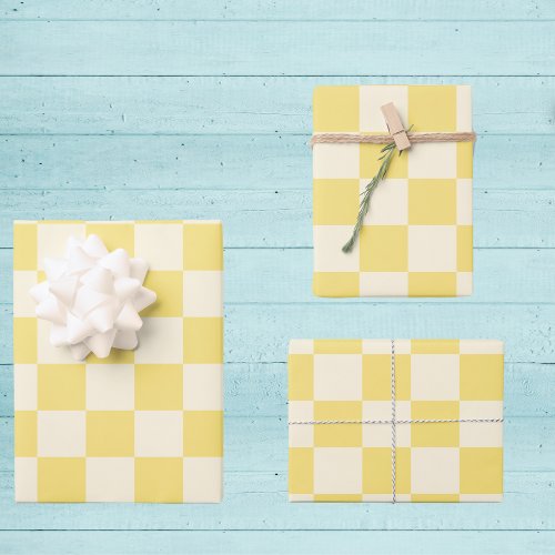 Yellow Checkerboard Wrapping Paper Sheets