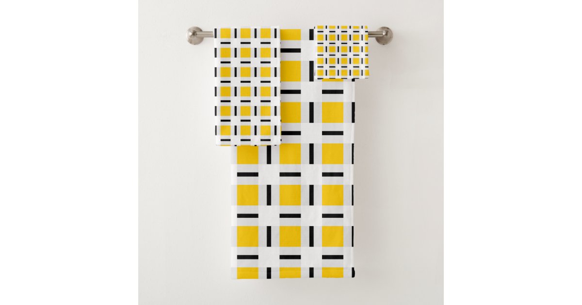 Yellow Checkered Bath Towel Set Zazzle