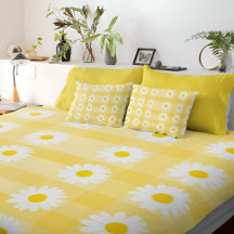 Yellow Checkered Floral Bliss Duvet Cover
