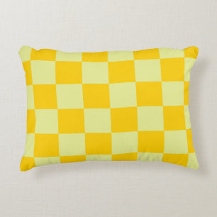 Yellow Checkered Gingham Pattern Accent Pillow