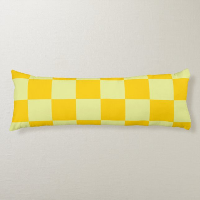 Yellow Checkered Gingham Pattern Body Pillow (Front)