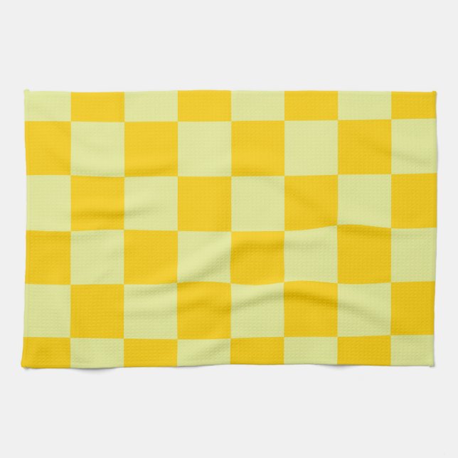 Yellow Checkered Gingham Pattern Kitchen Towel (Horizontal)