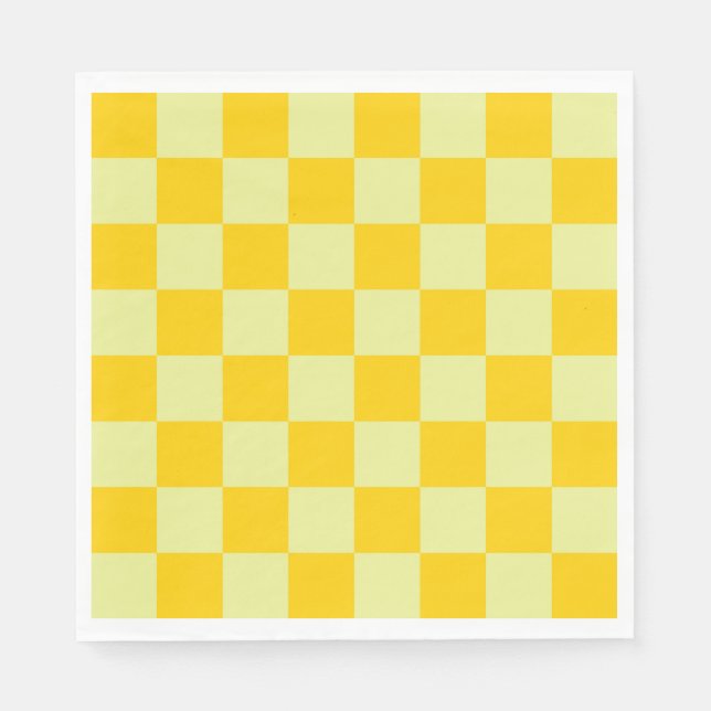 Yellow Checkered Gingham Pattern Napkins (Front)