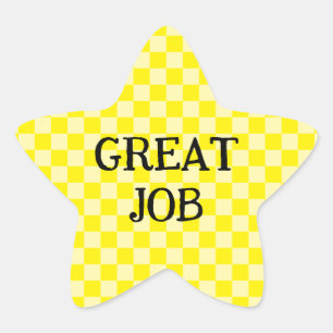 Yellow Checkered Great Job Star Sticker