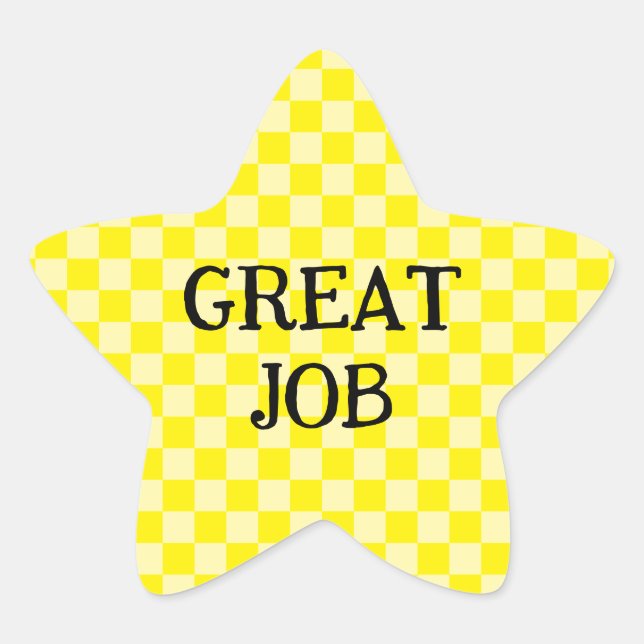 Yellow Checkered Great Job Star Sticker (Front)