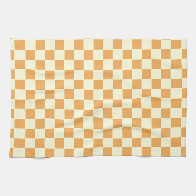 Yellow Checkered Pattern Kitchen Towel (Horizontal)