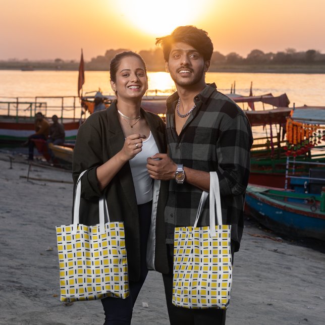 Yellow Checkered Plaid Tote Bag (Creator Uploaded)