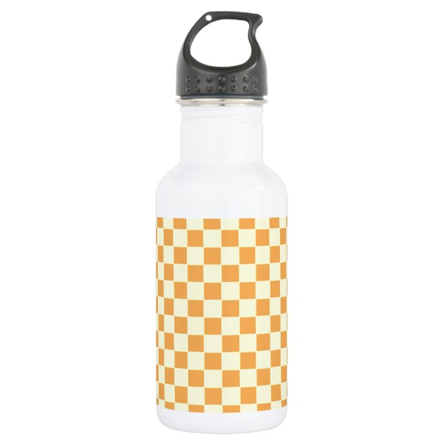 yellow checkered stainless steel water bottle (Front)