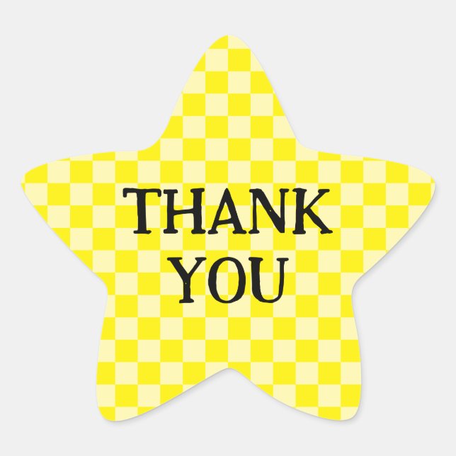 Yellow Checkered Thank You Star Sticker (Front)