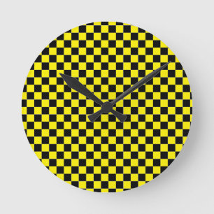 Yellow checkered wall clock