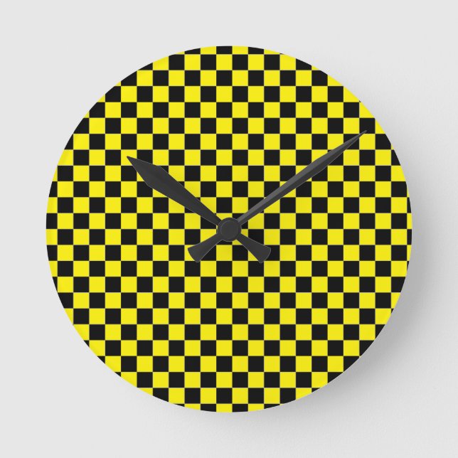 Yellow checkered wall clock (Front)
