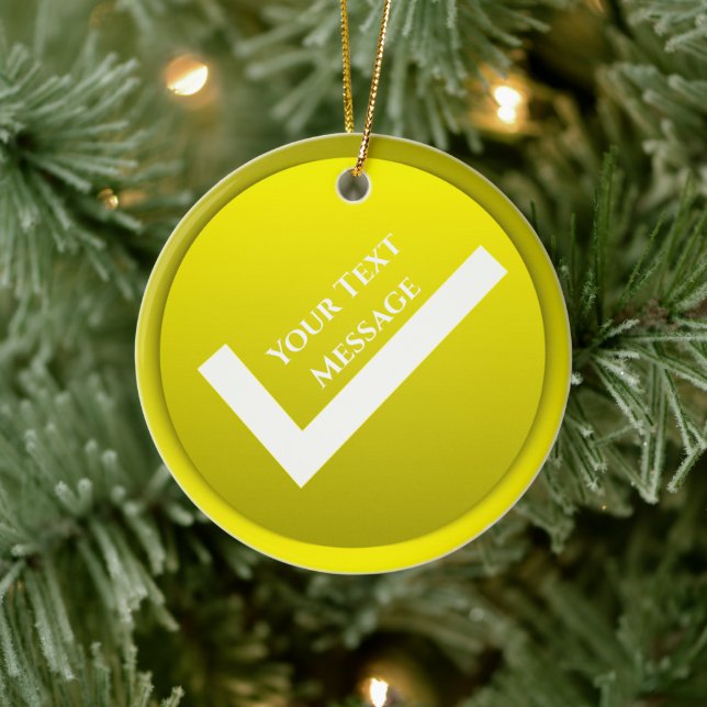 Yellow Checkmark Symbol Christmas Ceramic Ornament (Tree)
