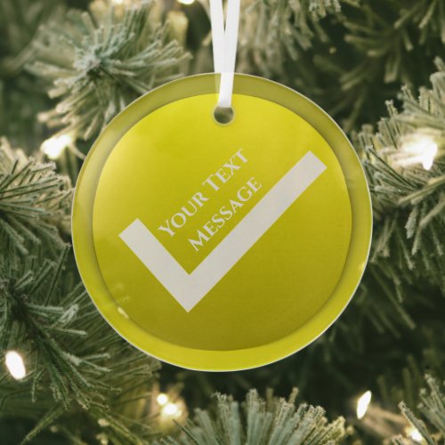 Yellow Checkmark Symbol Christmas Glass Ornament