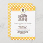 Yellow Checks Backyard BBQ Birthday Summer Party Invitation (Front/Back)