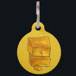 Yellow Cheddar Cheese Wedge Foodie Pet Name Tag<br><div class="desc">Pet tag design features an original illustration of a wedge of cheddar cheese on a yellow background. Just personalize with the name of your dog or cat. Lots of coordinating pet products are also available from this shop! Don't see exactly what you're looking for? Contact Rebecca to have a product...</div>