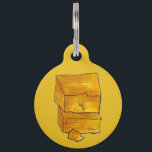Yellow Cheddar Cheese Wedge Foodie Pet Name Tag<br><div class="desc">Pet tag design features an original illustration of a wedge of cheddar cheese on a yellow background. Just personalize with the name of your dog or cat. Lots of coordinating pet products are also available from this shop! Don't see exactly what you're looking for? Contact Rebecca to have a product...</div>