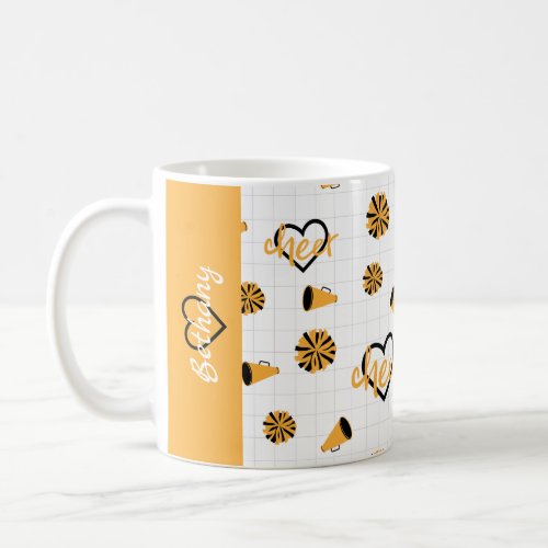 Yellow Cheer Hearts Pom Poms Megaphone Pattern Coffee Mug