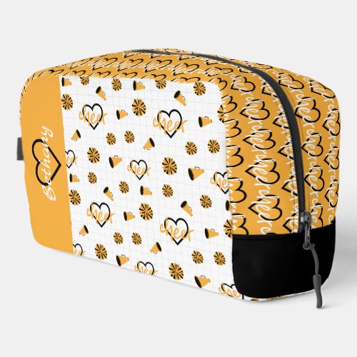 Yellow Cheer Hearts Pom Poms Megaphone Pattern Dopp Kit