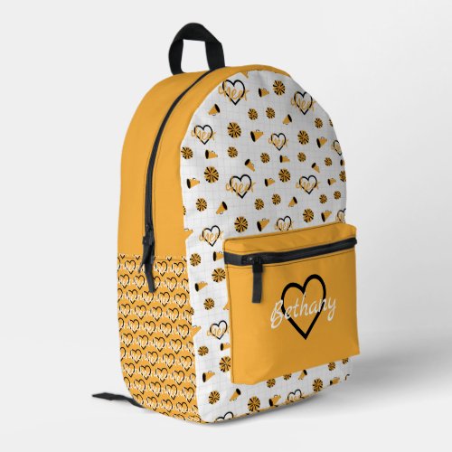 Yellow Cheer Hearts Pom Poms Megaphone Pattern Printed Backpack