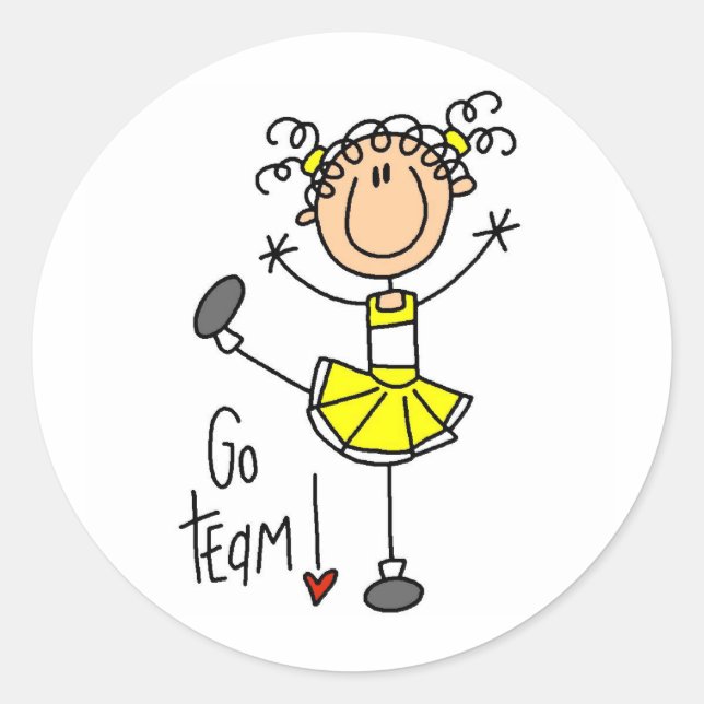 Yellow Cheerleader Classic Round Sticker (Front)