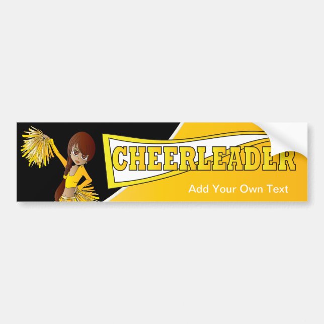 Yellow Cheerleader Diva Girl Bumper Sticker (Front)